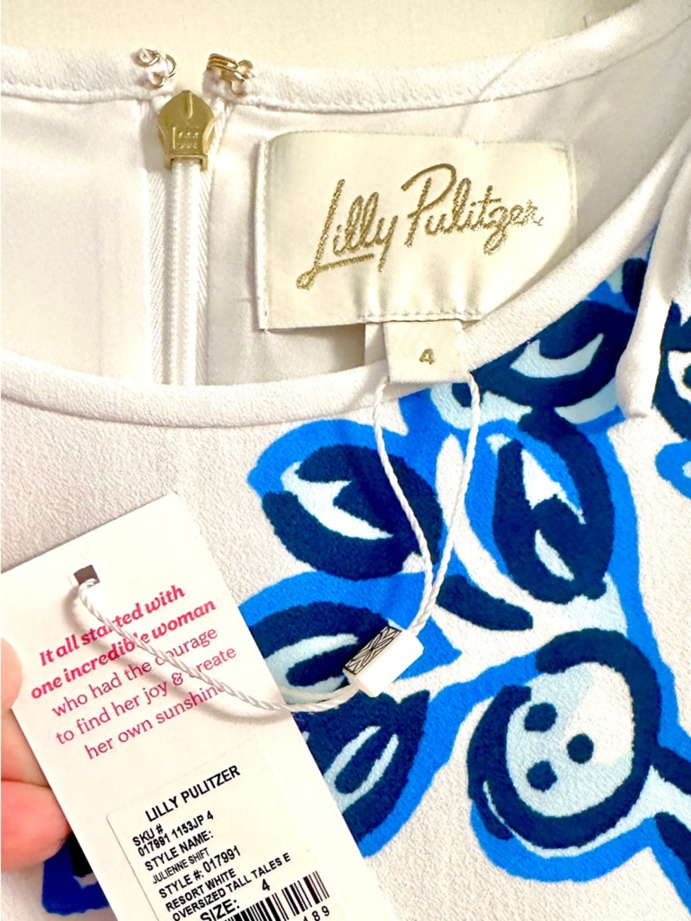Lilly Pulitzer Blue White Giraffe Print Shift Dress Size 4 NWT - Picture 8 of 10